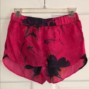 Pink abstract floral shorts